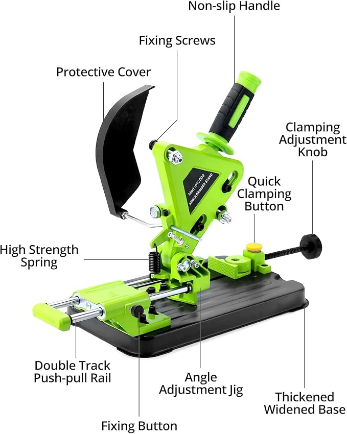 QWORK Angle Grinder Bracket, Adjustable 45 Degree Clamp Angle Grinder Holder Bracket, Universal Polishing Machine Pull Rod Angle Grinding Machine Stand for 100, 125 or 150 Angle Grinder