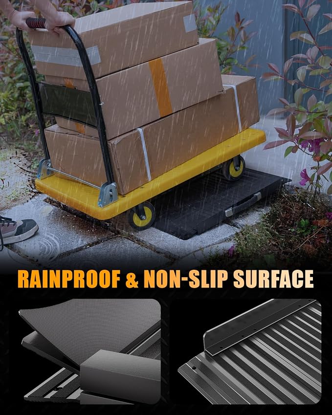 VNN Portable Wheelchair Ramp 2FT, Black Seamless Non-Slip Aluminum Ramps for Wheelchairs for Home, Handicap Wheelchair Ramps for Home Steps, Aluminum Loading Dock Plates