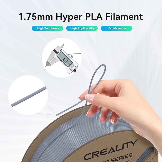 Creality Hyper PLA Filament 1.75mm, 30-600mm/s High Speed 3D Printer Filament, Dimensional Accuracy +/-0.02mm, Fit Most FDM 3D Printers, 4 Pack 1kg Spool(2.2lbs), Black & Grey