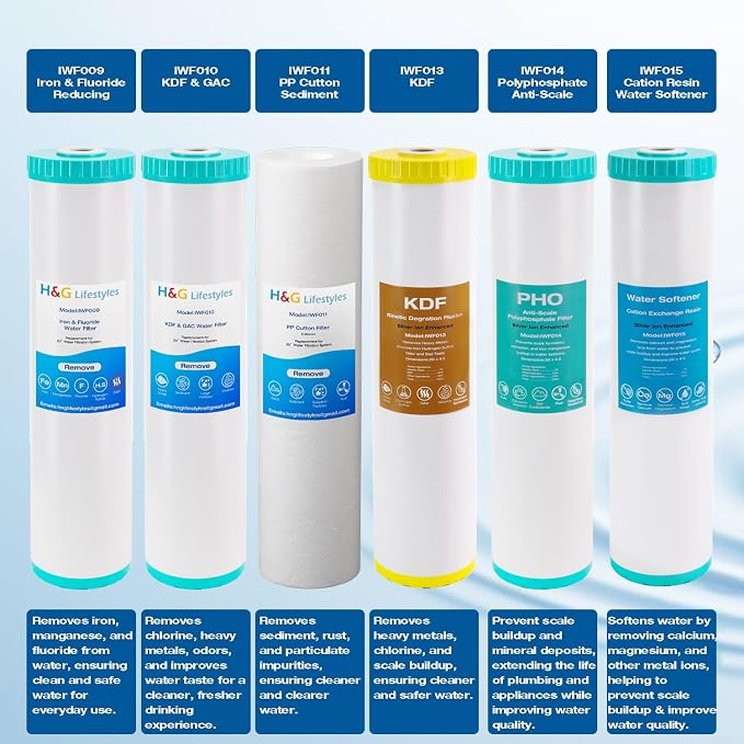 H&G Lifestyles KDF Water Filter Cartridge,Replacement for 20 x 4.5 Filter | Whole House Water Filter System, Remove Chlorine Heavy Metal,Improve Water Taste,Compatible with 20 Inches Filter Housing