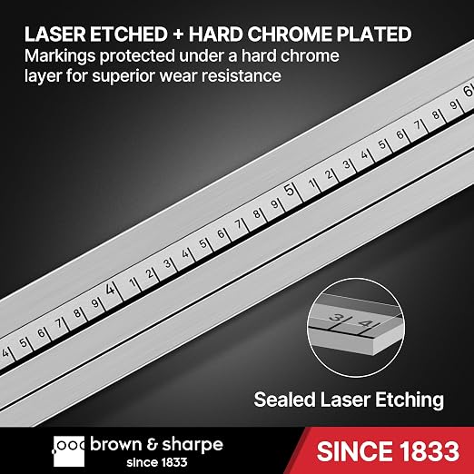 Brown & Sharpe 6-Inch Dial Caliper – Precision Stainless Steel Measuring Tool, White Dial, 0.001" Resolution, Hardened Construction, Shockproof Movement