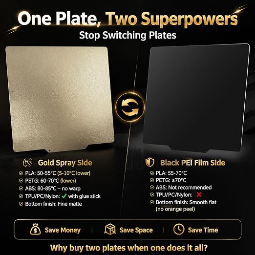 Upgraded 310x310mm for Qidi Plus 4 Build Plate with Magnetic Sticker,Smooth & Texture 100% Imported Thicker PEI Sheet Spring Steel Flex Bed for Cr-10,CR-10S, CR-10S pro, CR-10V2, CR-10 V3 3D Printer.