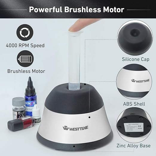 Vortex Mixer 4000rpm, Mini Vortex Mixer for Paints,Nail Polish,Tattoo Ink,Eyelash Adhesives and Acrylic Paints Mixing,Vortex Shaker for Test Tubes and Centrifuge Tubes 50ML