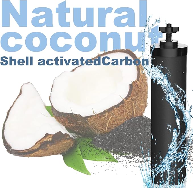 Water Filter Replacement Compatible with Ber-key ® BB9-2 Gravity Black Filter & for PF-2® Fluoride Water Filters Combo Packs, High-Efficiency Coconut Shell Activated Carbon for 250+ Contaminants