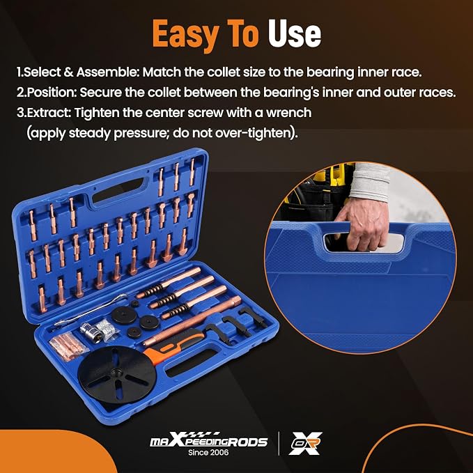 maXpeedingrods 55-in-1 Bearing Puller Kit, Wheel Bearing Removal Tool & Blind Hole Bearing Puller Set, Inner Outer Bearing Separator Tool with 12 Sizes Extractor