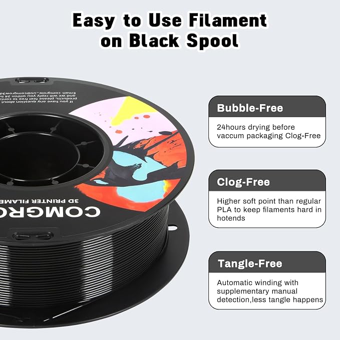 Comgrow PETG 3D Printer Filament 1.75mm, High Precision and Tough 3D Printer Filament 2kg (4.4LBS), Dimensional Accuracy +/- 0.02 mm, Fit Most 3D Printers White+Black