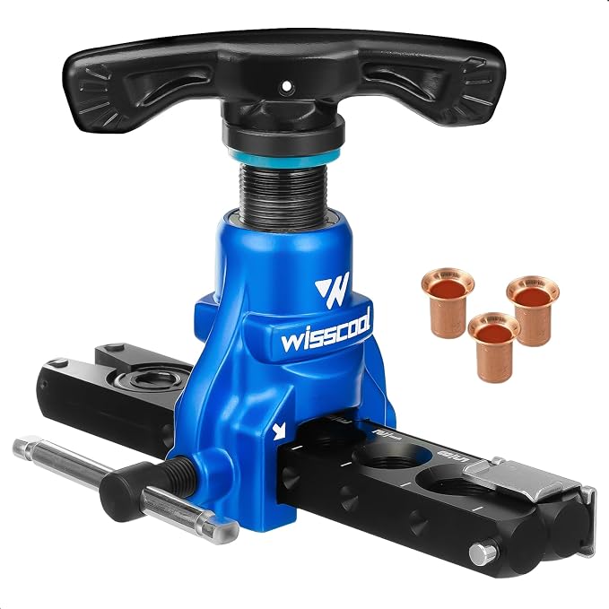Wisscool Flaring Tool HVAC 1/4” -3/4” Single Flare Tool 45° Eccentric Tubing Flare Tool with Clutch Limit for Copper Pipe Tube Plumping Work(2 in 1)