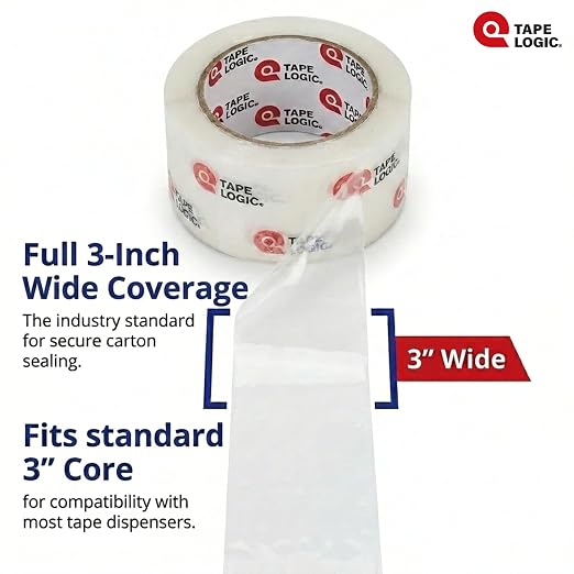 Tape Logic Packing Tape (6-Rolls), 3" x 55 yd - Industrial Strength Packaging Tape Refill for Shipping, Moving, Order Fulfillment, Acrylic 3.5 Mil