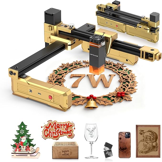 Laser Engraver Portable Laser Cutter Foldable Laser Engraving Machine for Small Business 200x150mm Working Area for Wood Leather Acrylic Coated Metal–DIY & Crafting T1-7000mW