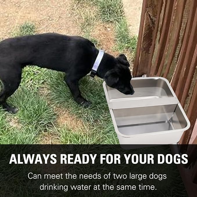 4 Gal Automatic Dog Water Bowl, Stainless Steel Auto Fill Livestock Waterer | Includes Hose & Float Valve. Fits 3/4" GHT. Rust-Proof. 2 Drinking Zones for Dog &Chicken Indoor & Outdoor Use