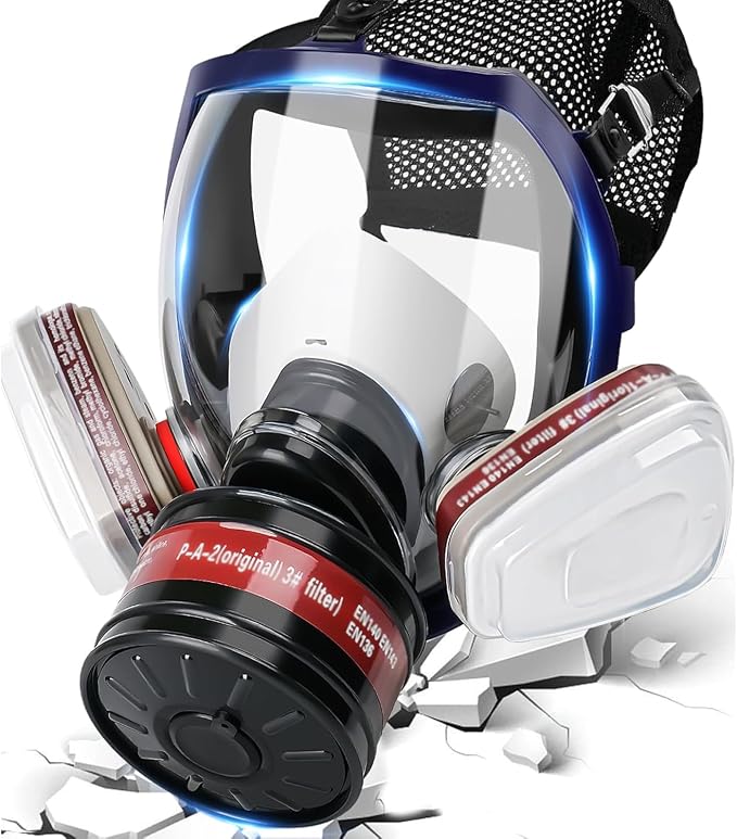 Reusable Full Face Cover Set,Full Facepiece for Staining,Car Spraying,Painting,Sanding &Cutting,Grinding,DIY and Other Work Protection