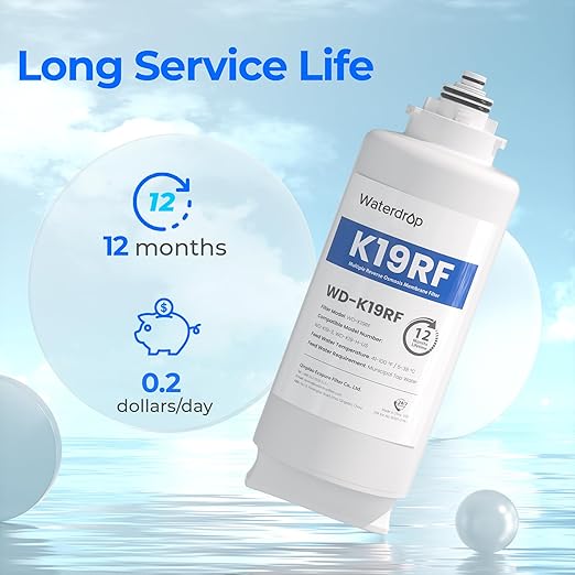 Waterdrop K19RF Filter, Replacement for K19-S and K19-H Countertop Reverse Osmosis System, 12-Month Lifetime | 6 Stage Filtration, Long Filter Lifespan, Easy and Quick Filter Replacement, Countertop Reverse Osmosis Filter