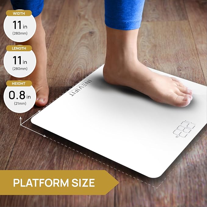 INEVIFIT Premium Bathroom Scale, Highly Accurate Digital Bathroom Body Scale, Measures Weight up to 400 lbs. Includes Batteries