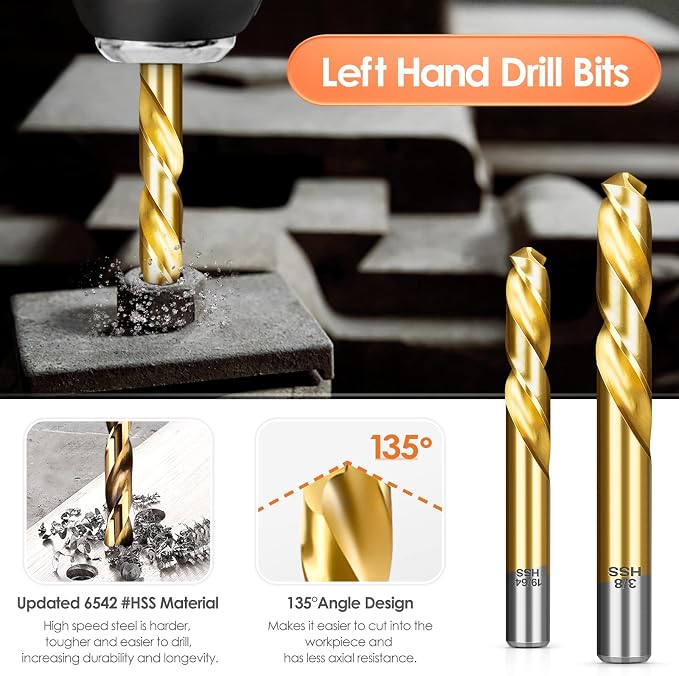 26PCS Screw Bolt Extractor and Left Hand Drill Bits Set, Easy Out Screw Extractor Set,Broken Bolt Extractor Kit, Stripped Bolt Extractor Socket Set for Remove Damaged Screws, Bolts, Studs and Nuts