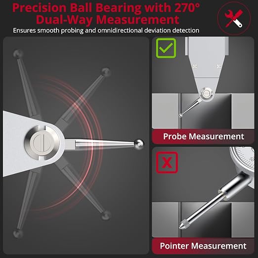XUNTOP Setup & Assembly Workshop Kit: 0.03" Dial Test Indicator & 22Pcs Torque Wrench Set, with 90lbs Magnetic Base, 1/4" Drive, 5-25 Nm Range for CNC, Lathe, 3D Printer, Bike, Auto