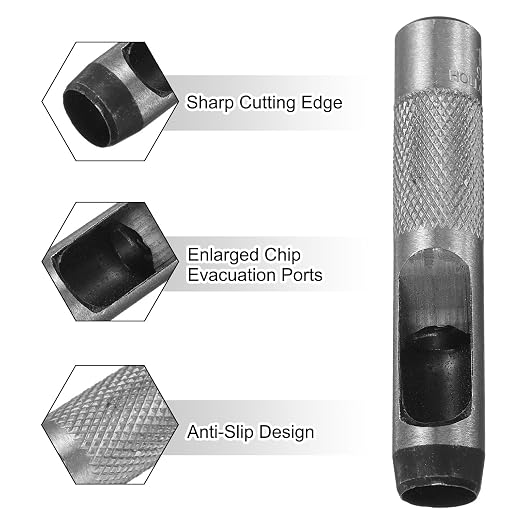 HARFINGTON 2pcs Leather Round Hole Punch, 14mm Hollow Hole Puncher Cutter Carbon Steel Circle Hole Punching Cutting Tool for Belt/DIY Leather Craft