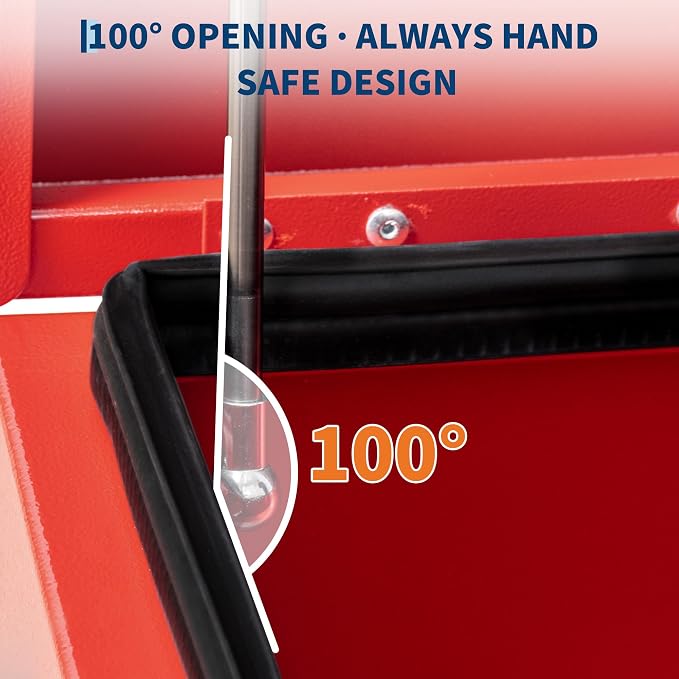 GarveeTech Truck Bed Tool Box Heavy Duty Steel Toolbox with Hydraulic-Assisted Lid, Drill-Proof Lock & Weatherproof Seal, Universal Mount for Pickup, Truck Bed, RV, Trailer
