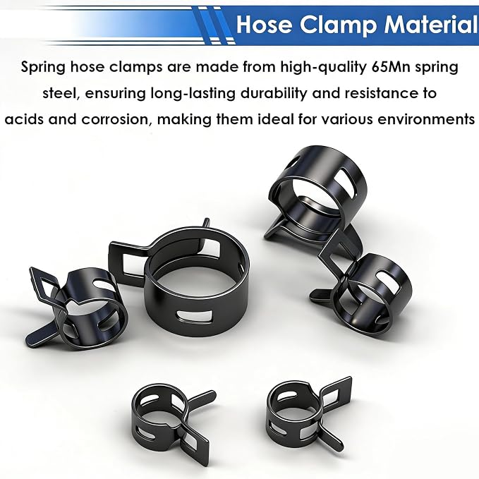 smseace 406Pcs 6-25mm Spring Band Hose Clamps With Plier 13-sizes Constant Tension Hose Clamp used for Fuel Line，Vacuum Hose，Air Hose