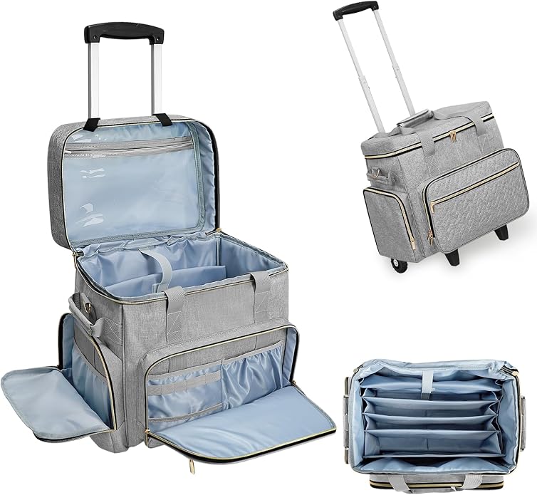 LIWSHWZ Rolling Teacher Tote Bag,Wheeled Teacher Bag with Detachable Dolly & File Teacher Tote