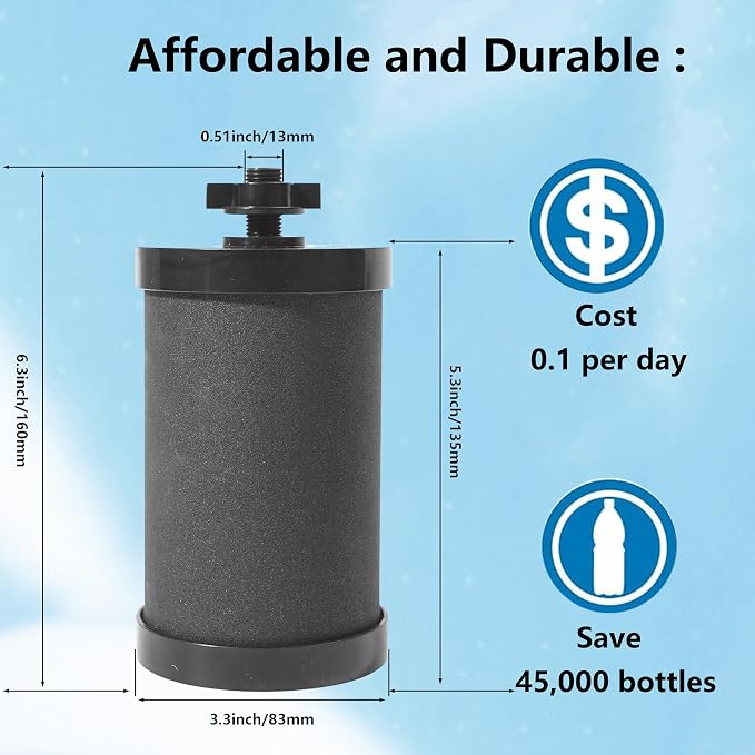 2387 Filter Replacement Compatible with Alexapure Water Filter System | for Alexapure Pro Water Filtration System Gravity Carbon Block Filters,Removes Chlorine,Capacity 5,000 Gallons,Black 2 Pack