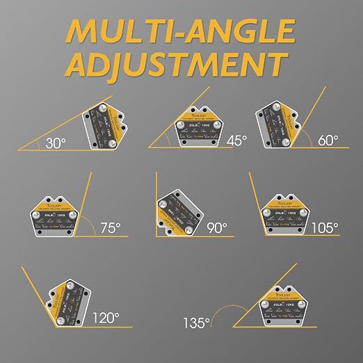 TOOLIOM Hexagon Welding Magnets Multi-Angle Strong Magnetic Welding Holder 25LB&55LB&110LB 6PCS Pull Force Holding Power Welding Accessories