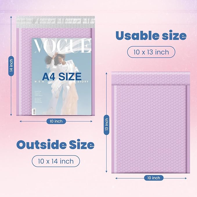 Fuxury Bubble Mailers 10x13 Inch Lavender 25 Pack, Opaque Padded Envelopes for Clothing, Books, Makeup & Accessories, Self Seal Shipping Bags for Small Business