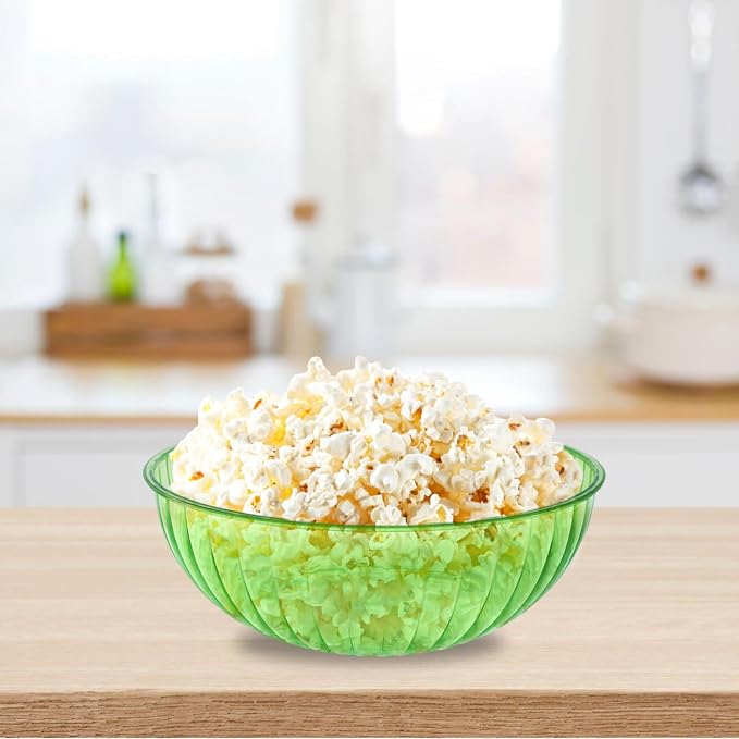 Party Essentials Hard Plastic 192 OZ./6 QT/1.5 Gallon Large Serving Bowls For Punch/Salad/Snack/Treat/Fruit, 3-Count, Neon Green