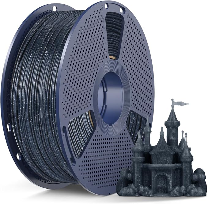 SUNLU Shiny Sparkle PLA Filament 1.75mm, Galaxy Glitter 3D Printing Filament, Dimensional Accuracy +/- 0.02mm, 1kg Spool, Works with Most FDM Printers, Twinkling Black