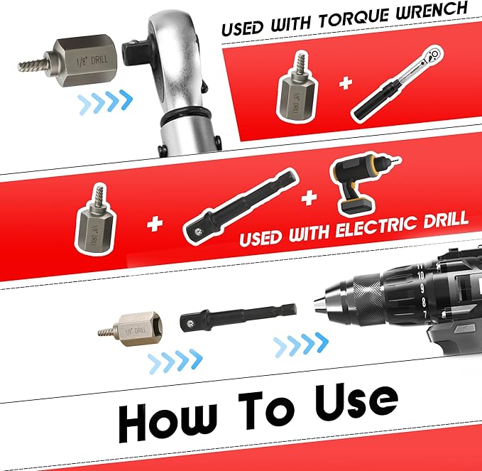 22Pcs Screw Extractor Set, Left Hand Drill Bit Set 6542/4341 HSS, Easy Out Bolt Extractor Set with Hex Adapter, Multi-Spline Stripped Bolt Remover for Broken Rusted Nuts Screws, Bolts, Studs