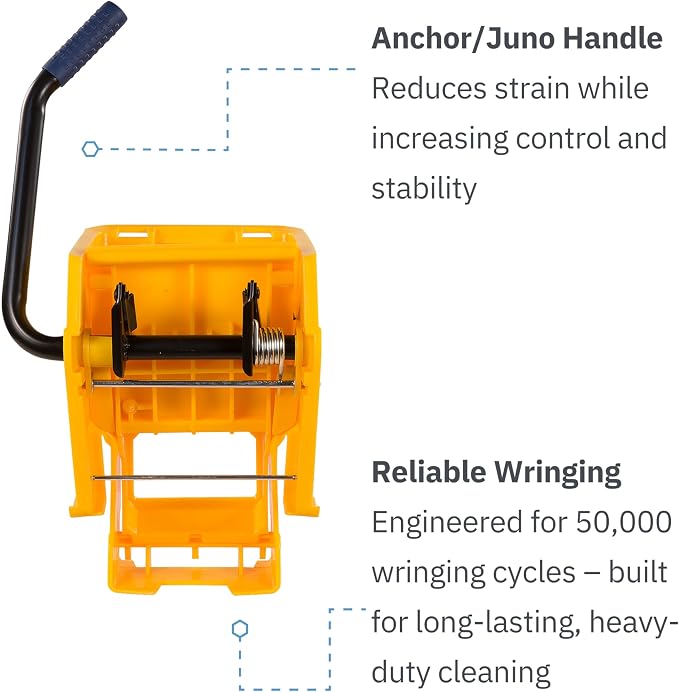 Carlisle FoodService Products Sparta Commercial Mop Bucket with Side Press Wringer, 26 Quart, Polypropylene, Yellow, 1 Count