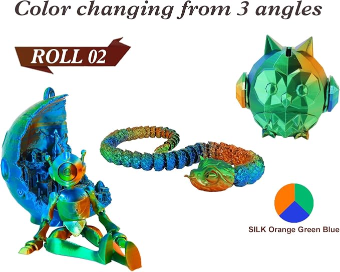 LOVOON Silk PLA 3D Printer Filament Bundle 2 KG, PLA Filament 1.75mm, Shiny Silk Tri Color Blue/Green/Red and Orange/Green/Blue, Color Change by Angle 3D Printer PLA Filaments, 1KG X 2 Spools