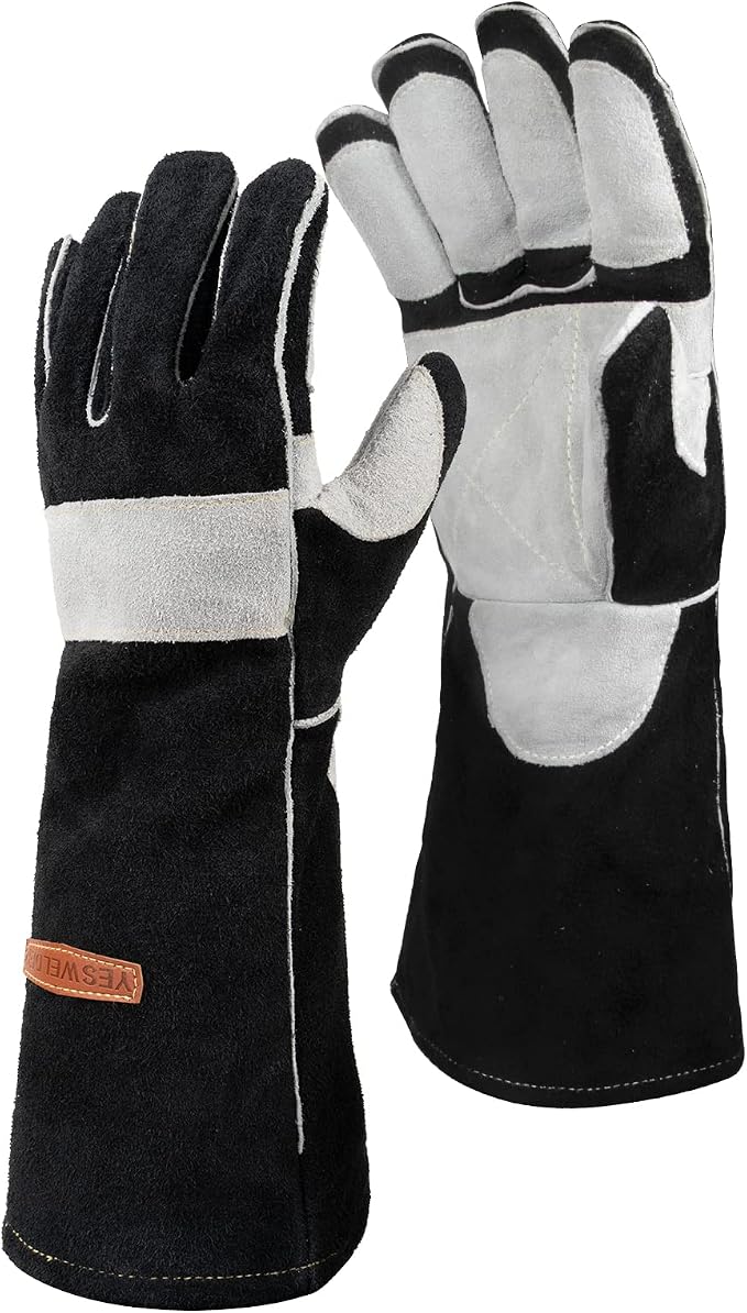 YESWELDER 25 LB & 50LB Welding Magnet-4 Pieces of Magnetic Welding Holder 25 LBS /50 LBs Holding Power & Leather Forge MIG Welding Gloves, with Kevlar Stitching Heat/Fire Resistant