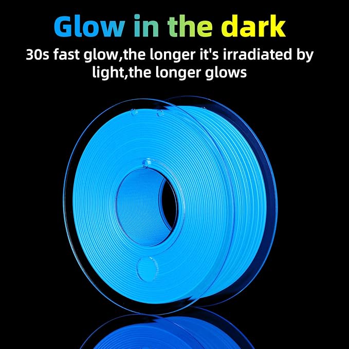 95A TPU 3D Printer Filament Bundle,Glow in The Dark Blue,Green,Orange,Yellow, Each Spool 0.25kg, 4 Spools,Total 1KG,Dimensional Accuracy +/- 0.05mm,Fit Most 3D Printers