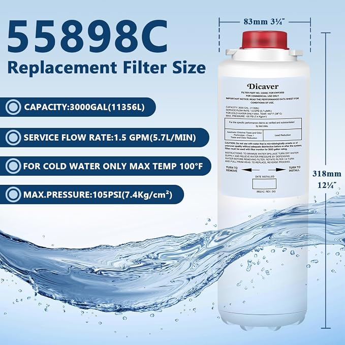 55898C Water Filter, Replacement for Halsey Taylor 55898C Filter Compatible with HWF172 Filter Replacement Filling Stations(2 Pack）
