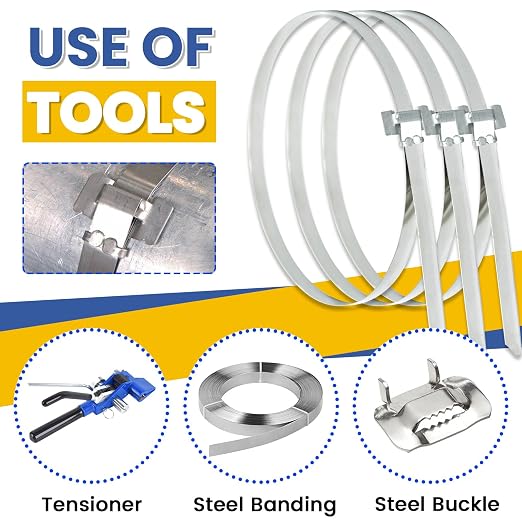 Steel Banding S304 Stainless Strapping - Steel Band Strapping Coil 100Feet * 3/4" Wide * 1/32" Thick Blue Plastic Tray for High-tensile Package Strapping Bunding Packaging