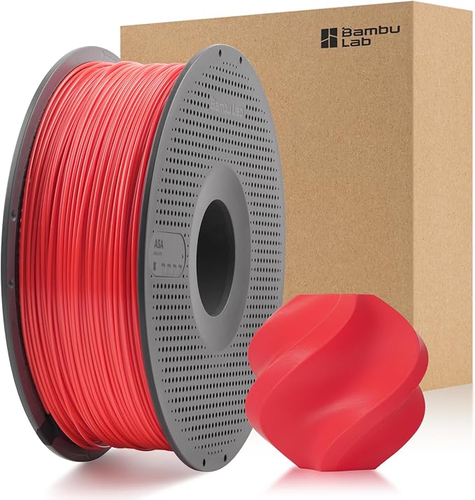 Bamboo Original 1.75MM ASA Filament UV Resistance and Highly Durable with Spool with RFID for Bambu Lab X1,P1 P2S,H2D AMS 1KG +/- 0.03mm (Red 45200)