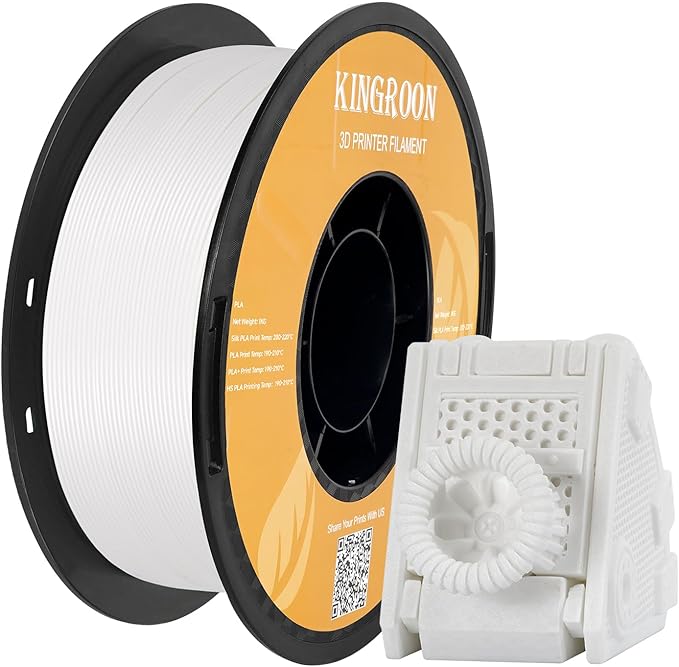 Kingroon High Speed PLA 3D Printer Filament 1.75mm, 3D Printer Rapid Filament for 30-600mm/s Hyper Printing Filament, Dimensional Accuracy +/- 0.03 mm, 1kg Plastic Spool(2.2lbs) (White)