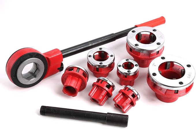 7 Size Ratchet Type Pipe Threader Threading Dies 3/8" to 2" NPT