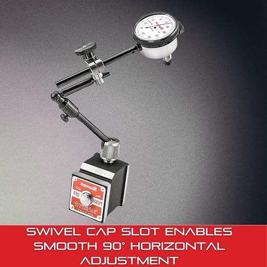 Starrett Magnetic Base Indicator Holder, Individual Component with Fine-Adjusting Screw - Ideal for Wood Working and Metal Working - 2" Upper Arm, 5/16" Diameter - 657F