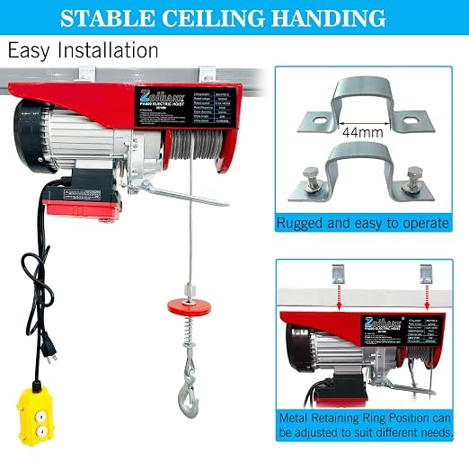 2 in 1 Electric Hoist,440 lbs Attic Lift Electric Hoist with Remote Control | 16ft/33ft Lifting Speed,328ft Wireless/Wire Electric Hoist Winch for Garage,Warehouse,Factory,Construction Site