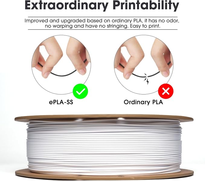 eSUN PLA Basic Filament 1.75mm, 3D Printer Filament High Speed PLA for Fast Printing, 1KG Spool (2.2 LBS) 3D Printing Filament for High Speed 3D Printers, Cold White