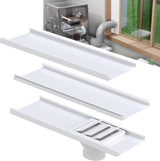 Mxclimate Window Vent Kit Fit with 3”/4” Ducting Hose for Sliding Windows,Adjustable Window Seal Kit for Duct Fans,3D Printer Enclosure,Dryer,Grow Tent