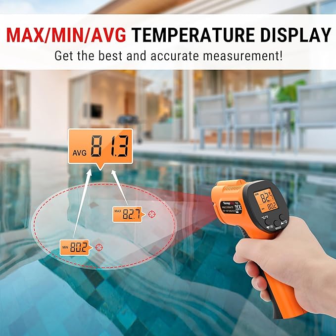 TempPro TP30 Infrared Thermometer Gun, Laser Thermometer for Cooking, Pizza Oven, Griddle, Engine, HVAC, Temperature Gun with Adjustable Emissivity & Max Measure -58°F ~1022°F, Gift for Dad Husband