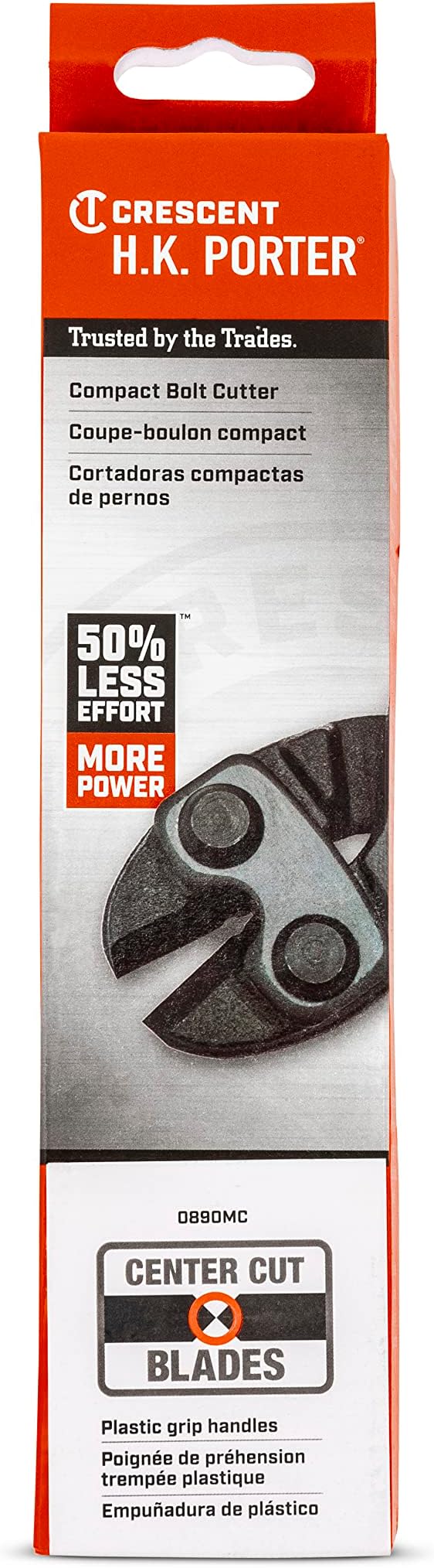 HK Porter Compact Bolt Cutter with Center Cut Blades and Plastic Dipped Handles - 0890MC
