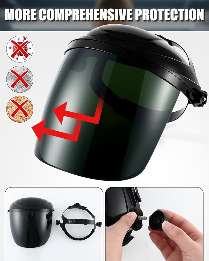 Tellegloww 4 Pack Welding Helmet Mask, Safety Face Shield for Grinding and Cutting, Full Impact Resistant Face Shield Mask for Argon Arc and Gas Shielded Welding