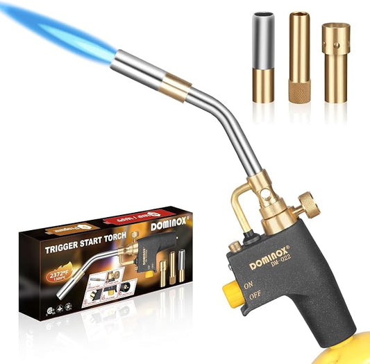 Propane Torch Head with 3 Nozzles, Trigger Start Gas Torch for for Propane, MAP and MAPP, High Intensity Torch Head Kit for Soldering, Welding, Ignition, Cooking