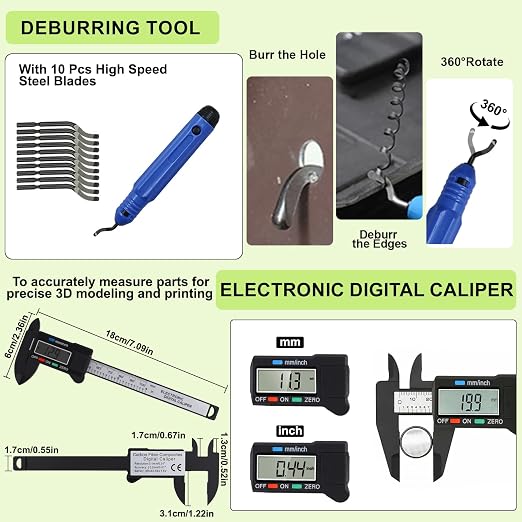176 PCS 3D Printing Tool Kit, 3D Printing Accessories with Nozzle Cleaning Kit, Deburring Tool, Digital Caliper, Smoothing Tools, 3D Printer Tools for Model Measuring Removing Finishing 3D Print