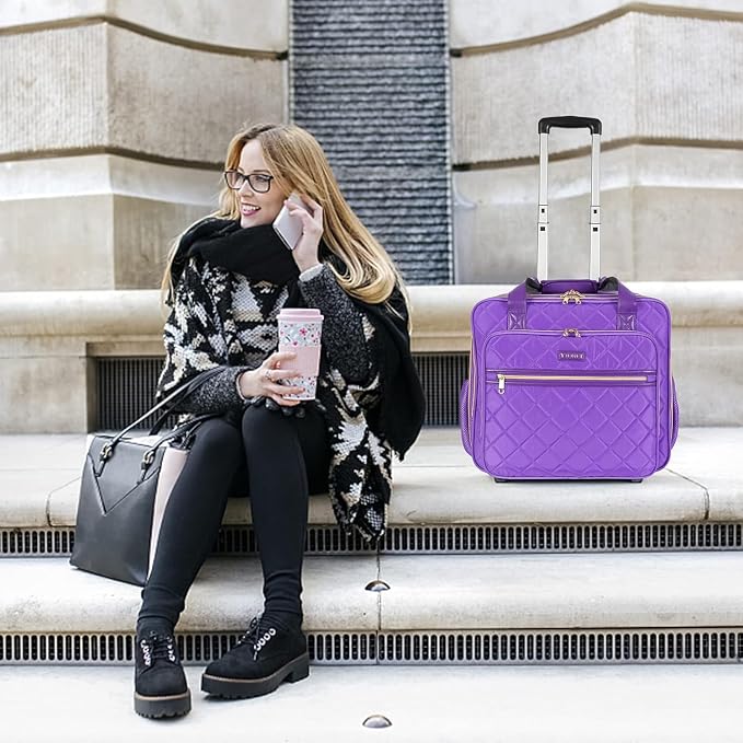 Ytonet Rolling Briefcase for Women, Extra Large Rolling Laptop Bag Fits 18 Inch Laptop, Computer Bag with wheels for Work Travel College Business Overnight Wife Mom Teacher, Purple