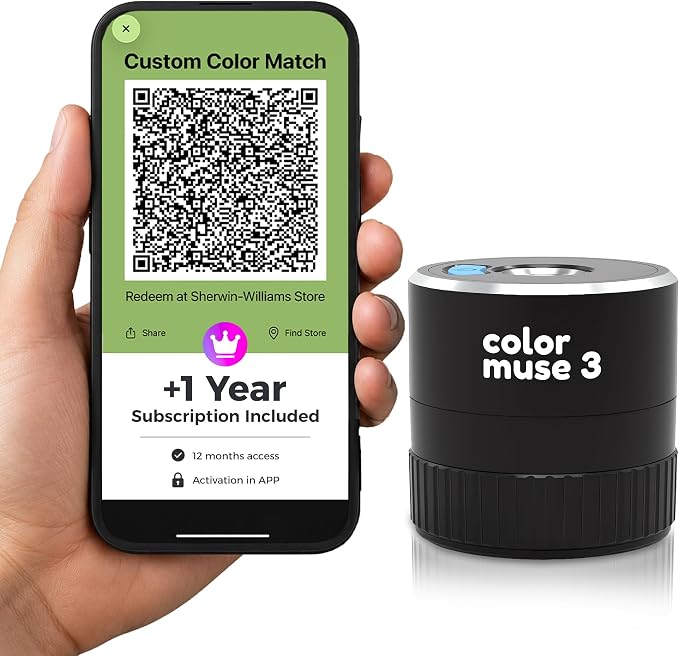 COLOR MUSE 3 with 1-Year App Subscription – Portable Paint Color Matching Device, Wireless Colorimeter Sensor for Accurate Hue & Sheen Matches – Mobile App Integration