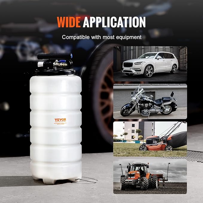 VEVOR 15L Pneumatic/Manual Fluid Extractor Pump, Oil Changer Vacuum Fluid Extractor, Oil Extractor Change Pump for Automotive, Oil Change & Fluid Change Tool with Dipstick and Suction Hose